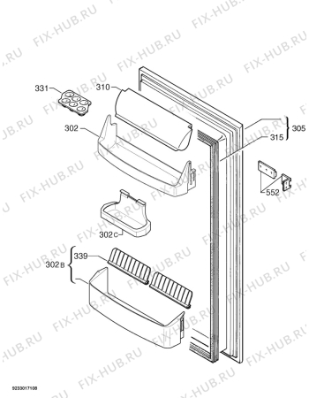 Взрыв-схема холодильника Electrolux ERU14300 - Схема узла Door 003